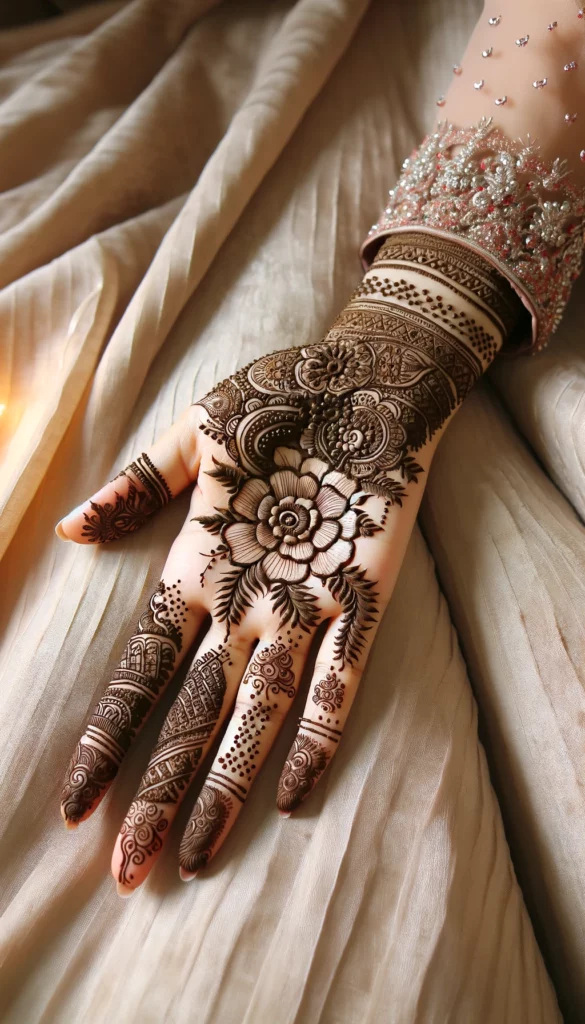 bridal_wedding mehndi - Engagement Design- palm of the hand