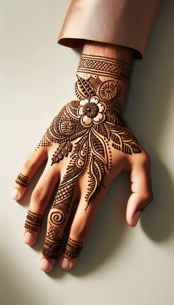 bridal_wedding mehndi -Groom design- back side of the hand