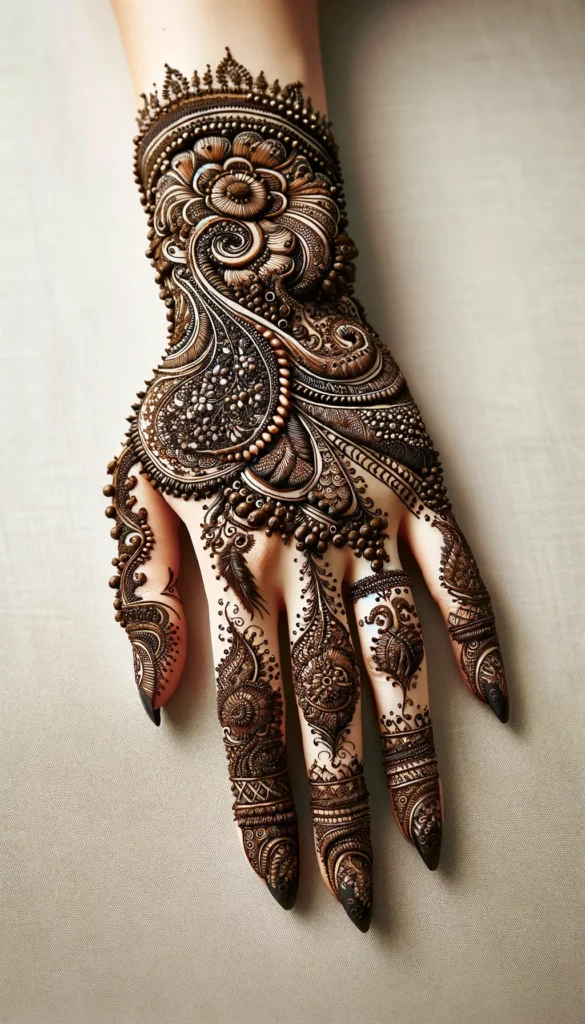 bridal_wedding mehndi -Heavy bridal design- back side of the hand