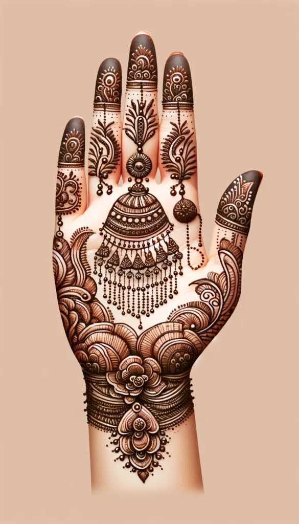 bridal_wedding mehndi - Jhumka design- palm of the hand