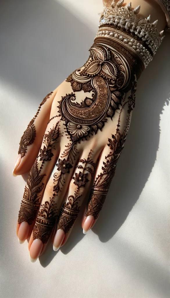 bridal_wedding mehndi -Kashmiri design- dorsal side hand