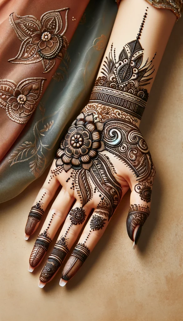 bridal_wedding mehndi -Madhubani design- palm of the hand
