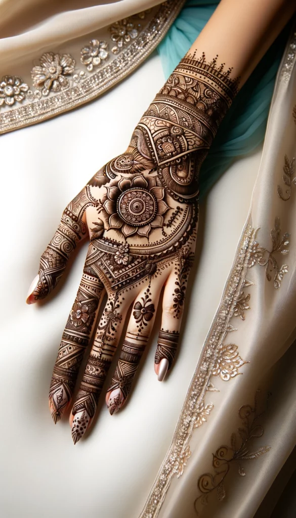 bridal_wedding mehndi -Madhubani mehndi - dorsal side of your hand hand