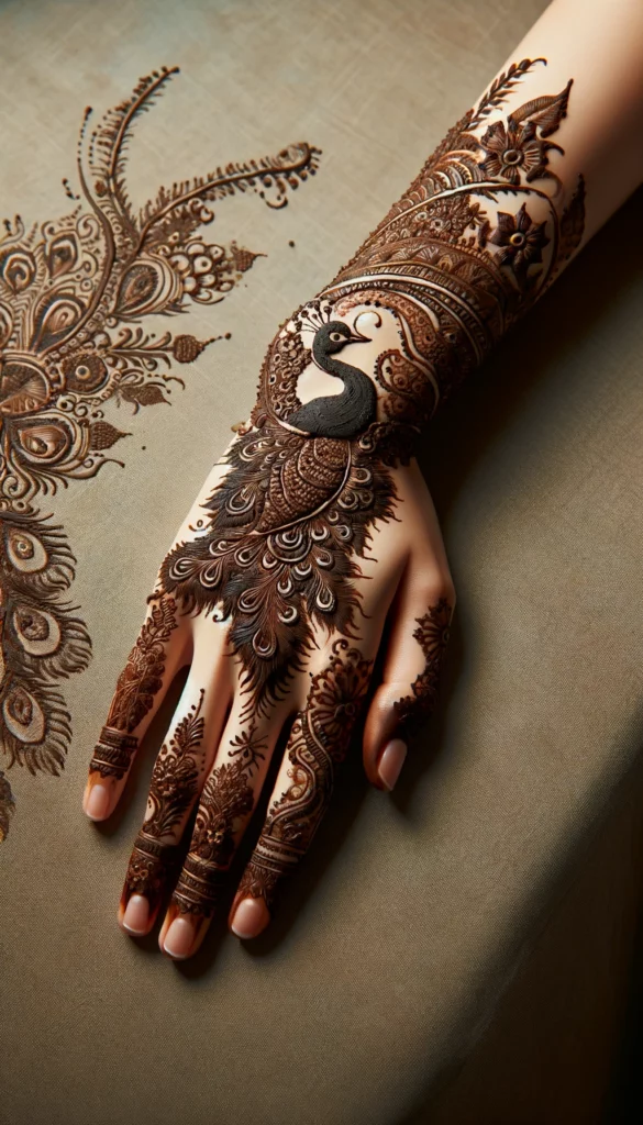 bridal_wedding mehndi -Peacock design- back hand.