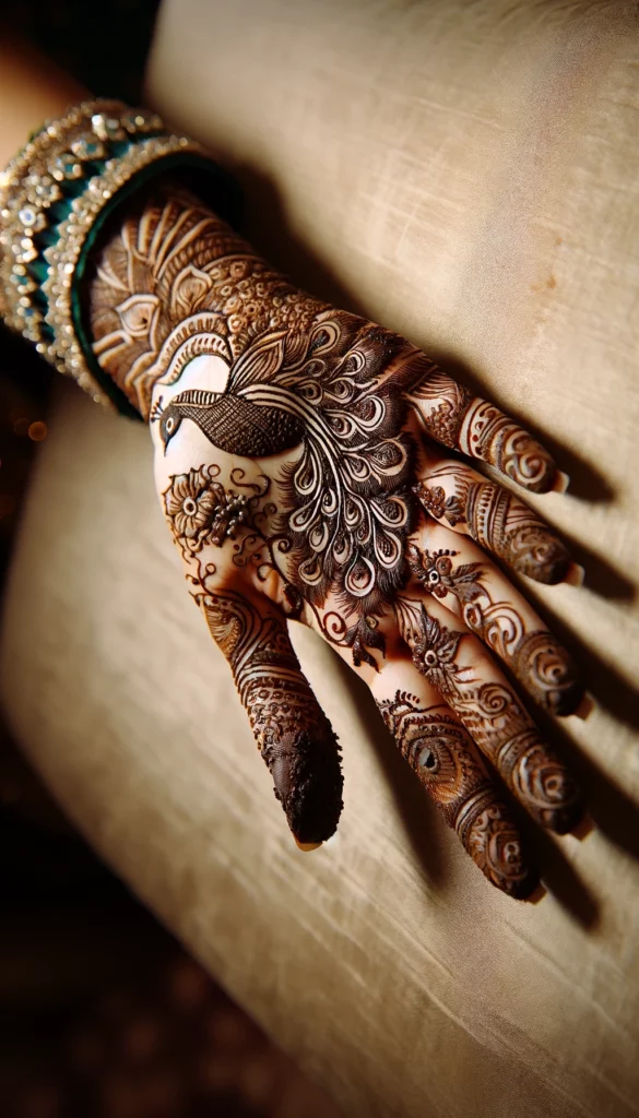 bridal_wedding mehndi - Peacock design- palm of the hand