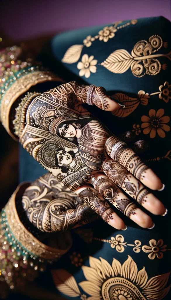 bridal_wedding mehndi - Radha krishna design- palm of the hand