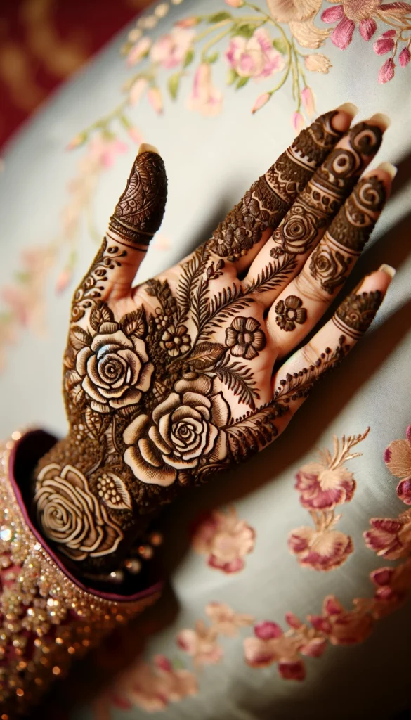 bridal_wedding mehndi - Rose design- palm of the hand