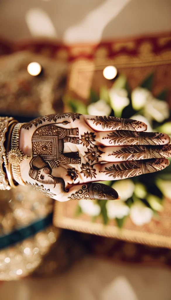 bridal_wedding mehndi -elephant mehendi- palm of the hand