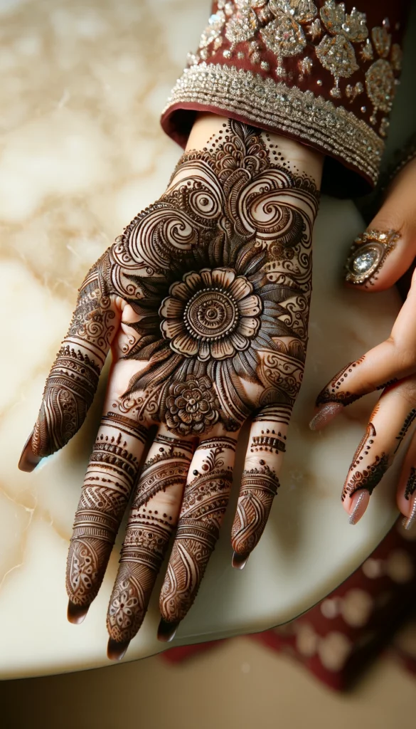 - bridal_wedding mehndi -Hatheli design- palm of the hand