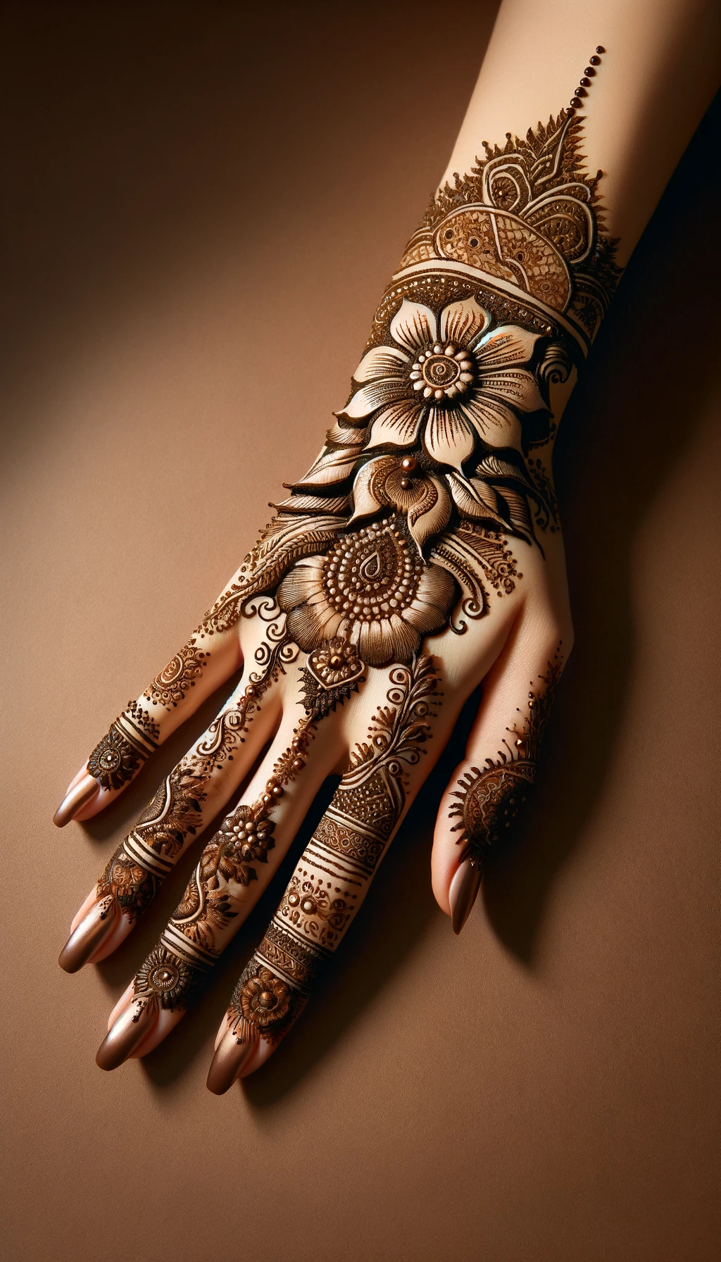 bridal_wedding mehndi -indian design- back side of the hand