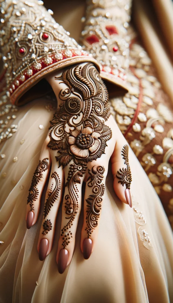 bridal_wedding mehndi - stylish design - indian hand - back hand